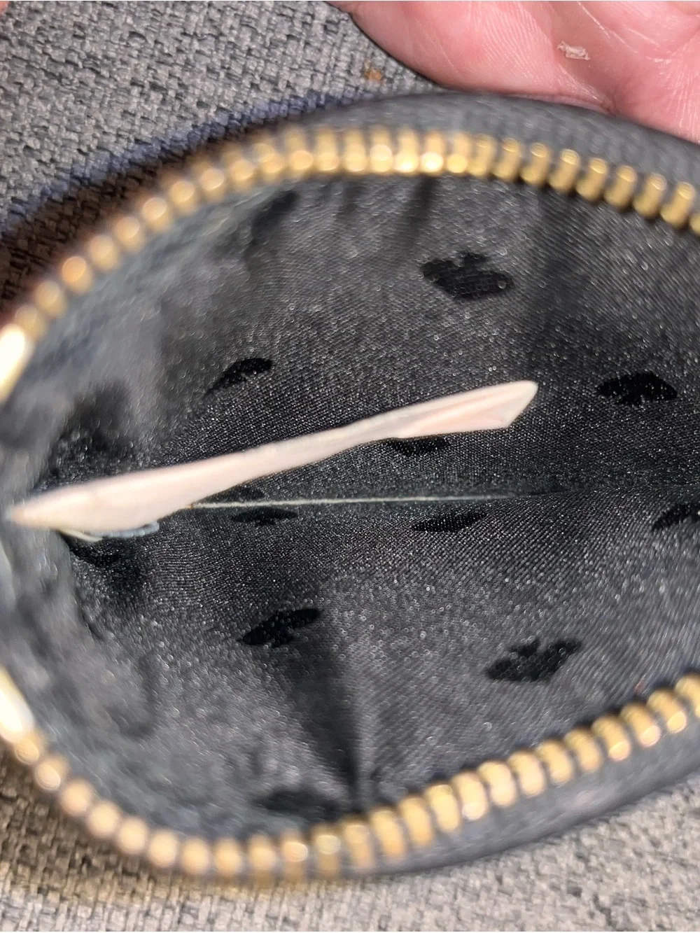 kate spade Black Leather Zip Card Pouch with Gold Hardware